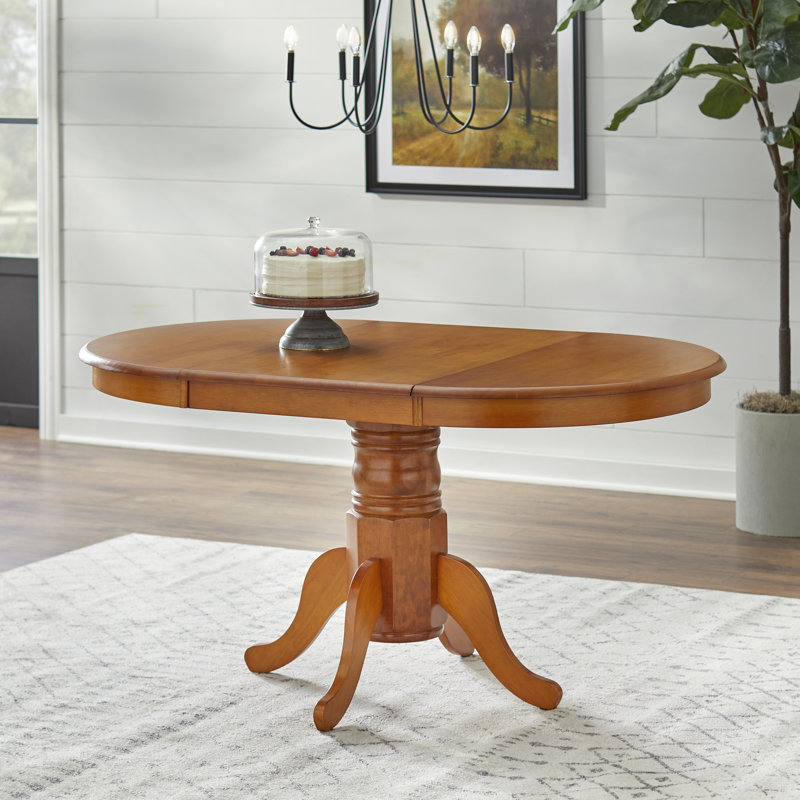 Kaneshiro Solid Wood Top Pedestal Dining Set, Oak, 7 Pieces: Table, 6 Chairs