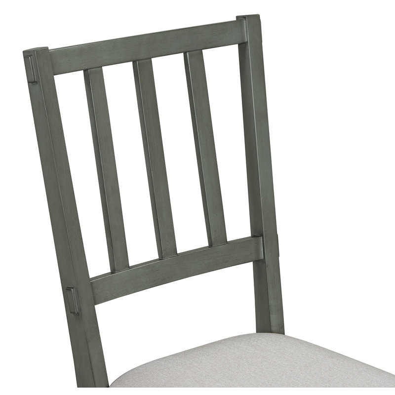 TREXM 5-piece Rustic Charm Round Dining Set with 3 Upholstered Chairs and Curved Bench, Grey/White, Grey