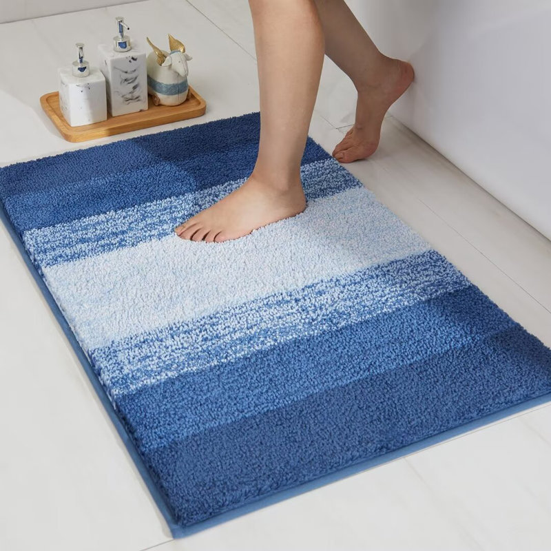 Tapis pour salle de bain épais et antidérapant Ebern Designs, Brun, Simple - L 20 po x l 32 po