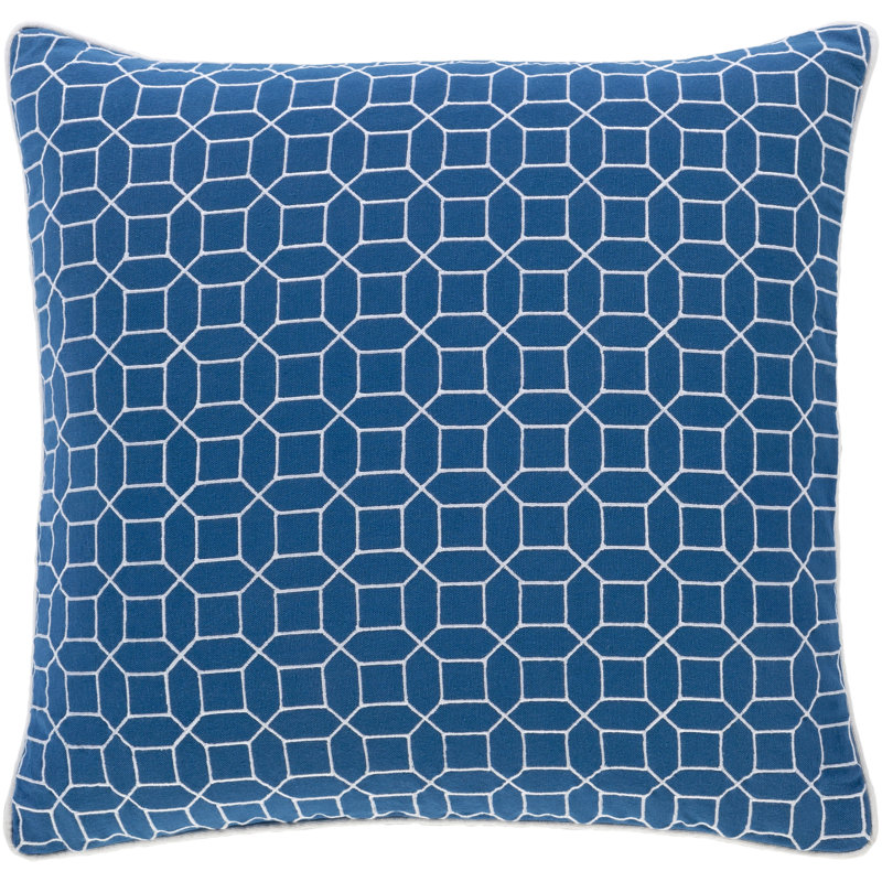 Augustus Square Cotton Pillow Cover & Insert, 18" x 18", Down