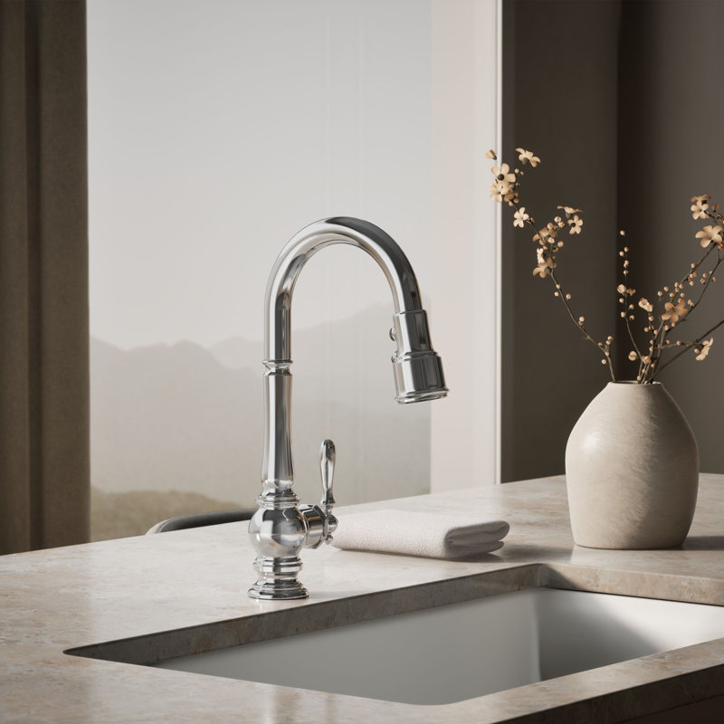 Artifacts® Pull Down Bar Faucet with Accessories, Polished Chrome