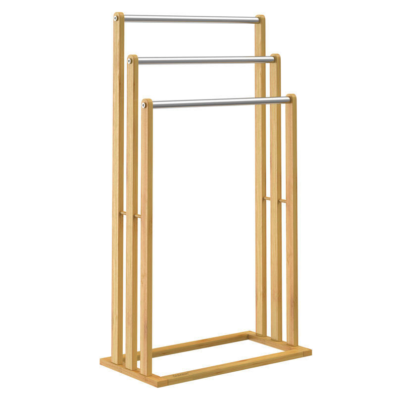 Towel Rack Bamboo Natural/Stainless Steel