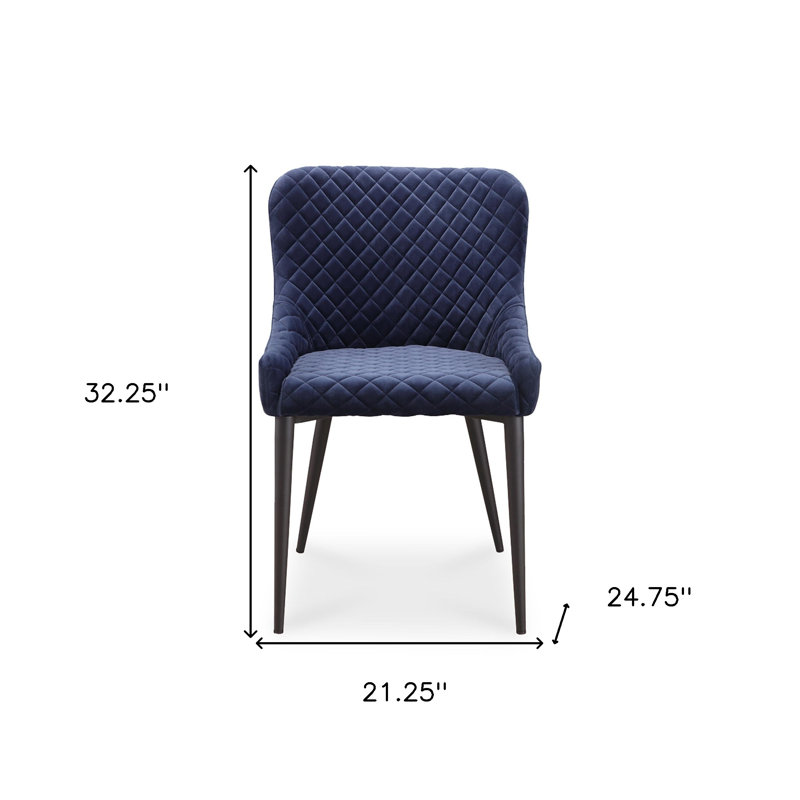 Chaise d'appoint en velours capitonné bleu foncé et noir