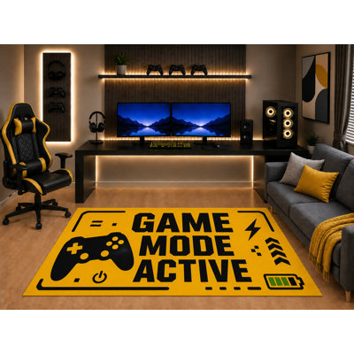Tapis de jeu ultra-léger 152 x 213 cm (5' x 7') avec motif manette moderne, idéal pour chambre d'ado, salle de jeux ou salle de jeux vidéo. Dos en silicone antidérapant. Poils courts.