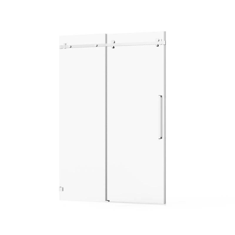 Silent Sliding Tempered Glass Frameless Shower Door - Modern Chrome Design For Luxe Bathroom