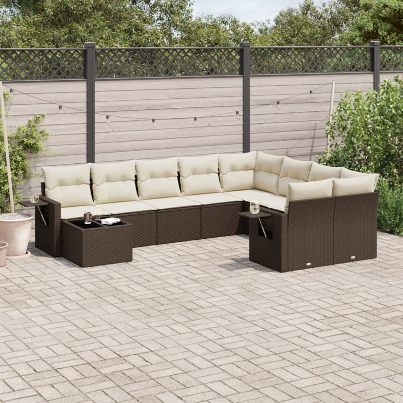 Ensemble de canapé de jardin Vidaxl brun et blanc crème