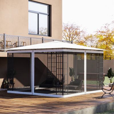 10' X 12' Patio Gazebo Mesh Netting Replacement, White - Defend And Keep Area Clean, Effortless Setup Net Bugs At Bay Outdoor Spotless, Simple Installation Steps