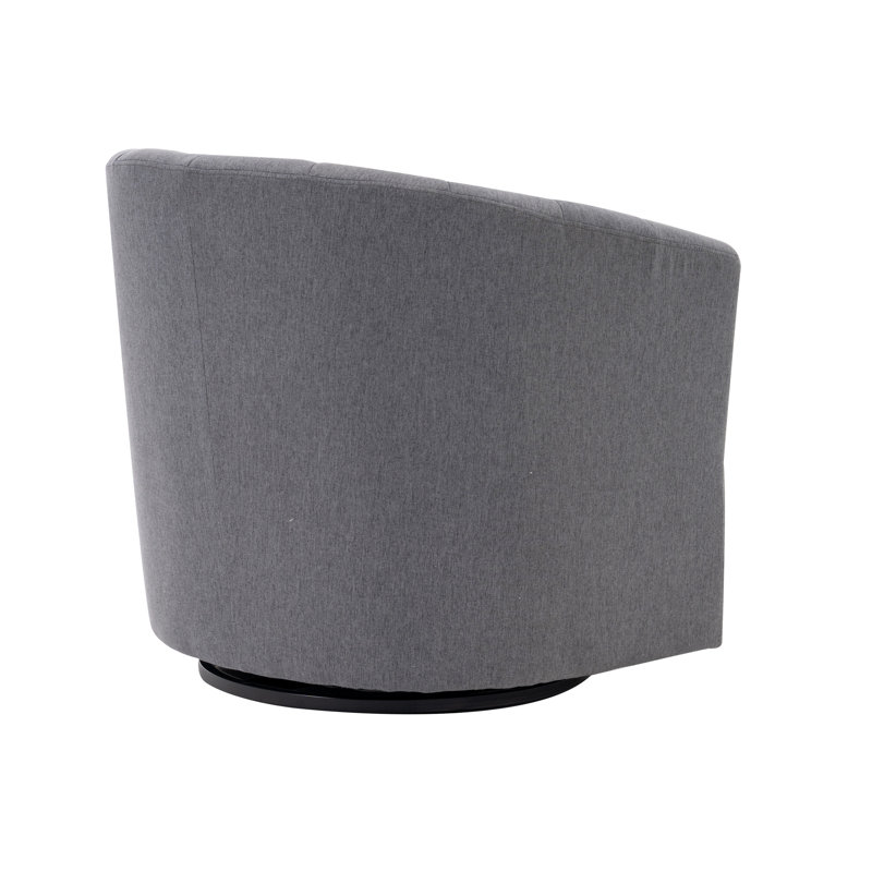 Fauteuil demi-tonneau pivotant en tissu Arleyne, Mélange de polyester gris foncé