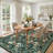 Washable Area Rug, 5x7 Floral Soft Rug for Living Room, Non Slip Low Pile Carpet for Living Room, Bedroom, Dining Room, Green-1667467696-1667467710