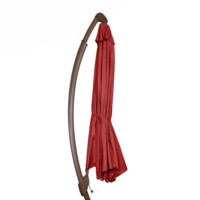  Parasol de patio en porte-à-faux 11 pi avec base incluse, Rouge
