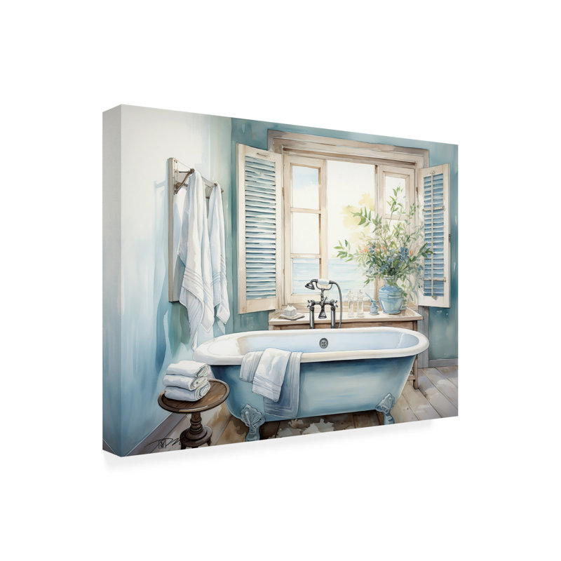 Baignoire Momart bleue sur toile, H 18 po x l 24 po x P 2 po