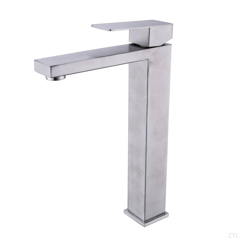 Robinet pour salle de bain à poignée simple, robinet de lavabo en nickel brossé