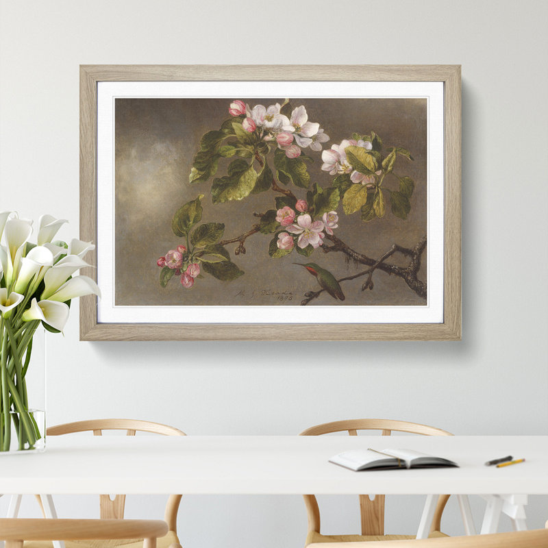 Apple Blossom by Martin Johnson Heade - Picture Frame Graphic Art, 48cm H x 65cm W x 2cm D, Oak Framed