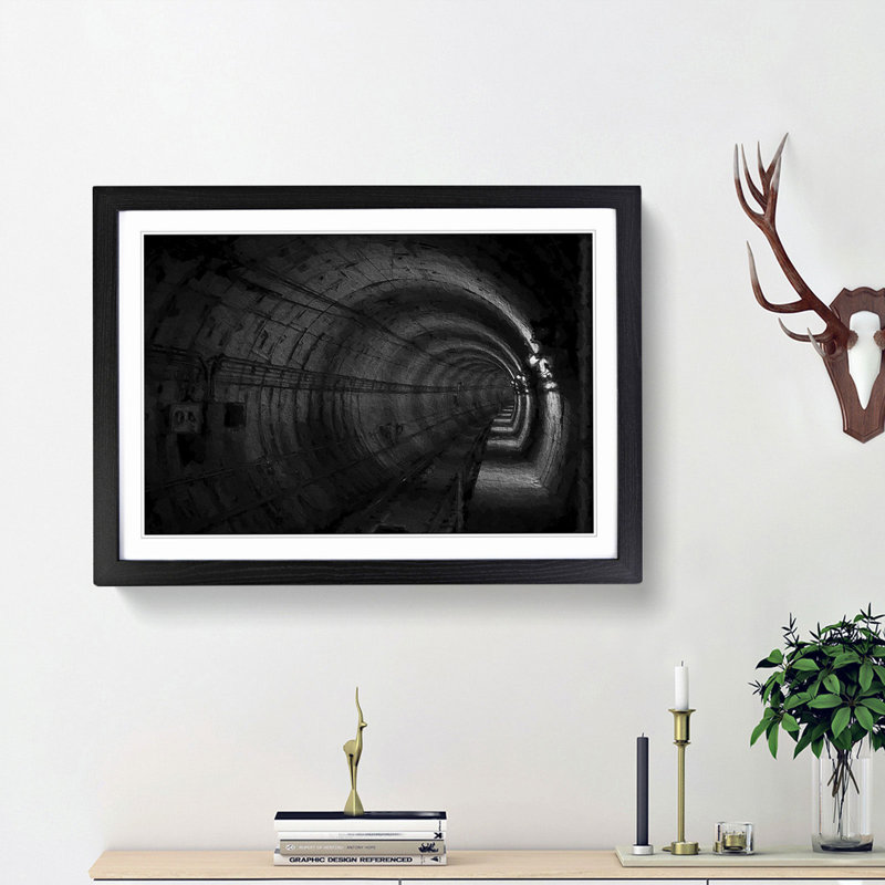 Subway Tunnel - Picture Frame Painting Print, 27cm H x 36cm W x 2cm D, Black Framed