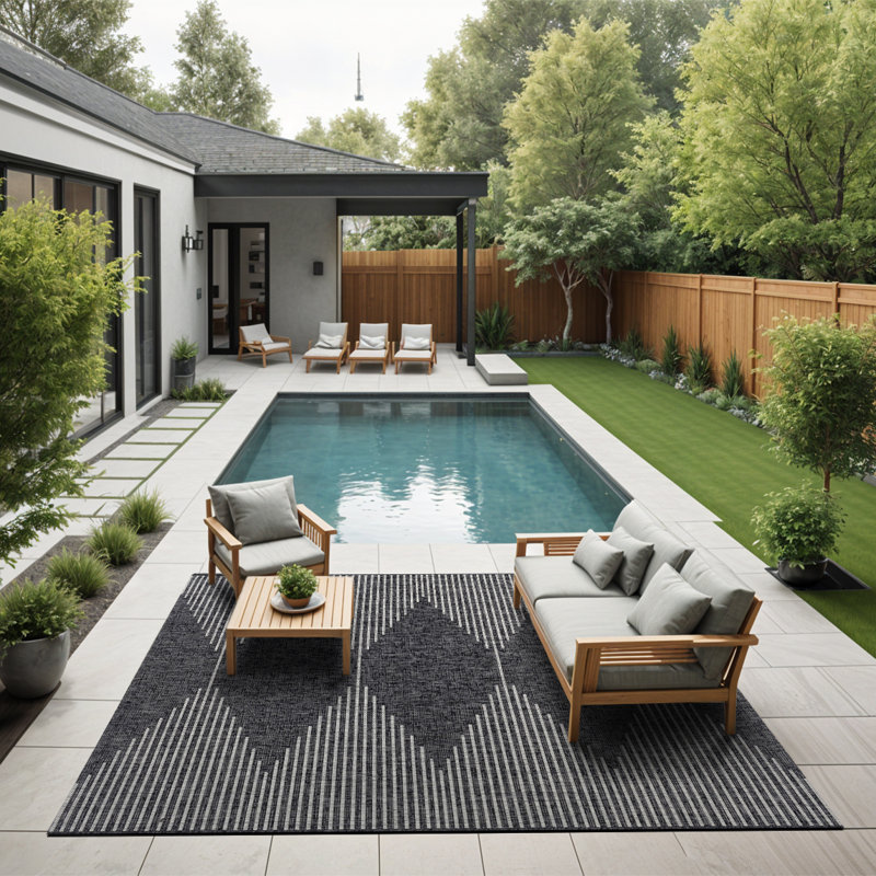 Marion Indoor & Outdoor Modern Boho Charcoal Rug, Rectangle 130 x 180cm