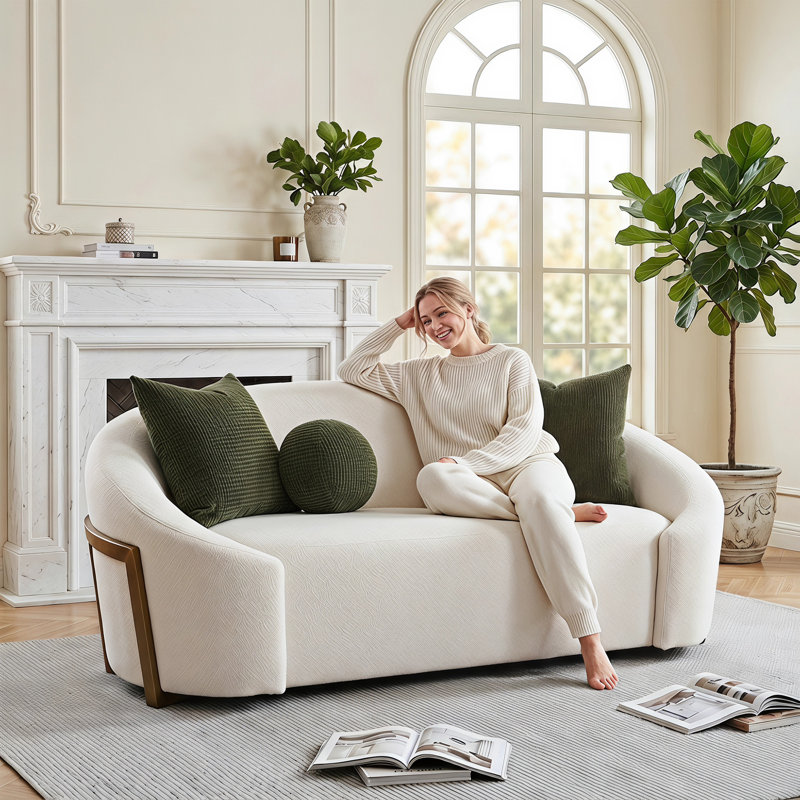 Canapé 74 po avec 2 coussins décoratifs 74 po, 34" H x 74" W x 42" D