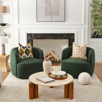 Sydney 34" Wide Boucle Polyester Upholstered Swivel Armchair