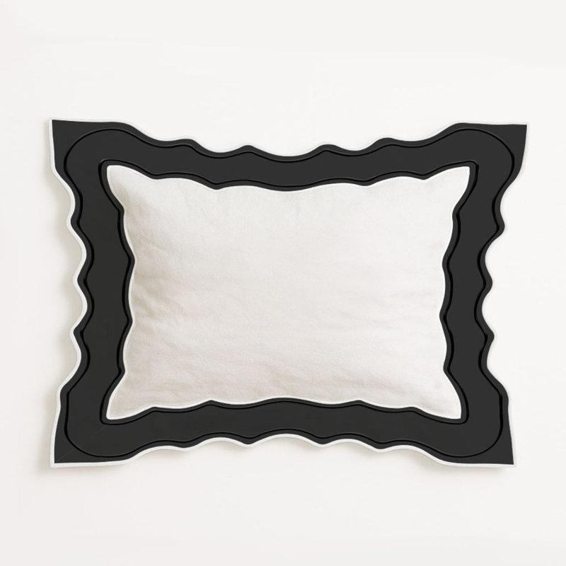 Sagrisa Applique Embroidery Cotton Duvet Cover Set, White/Black