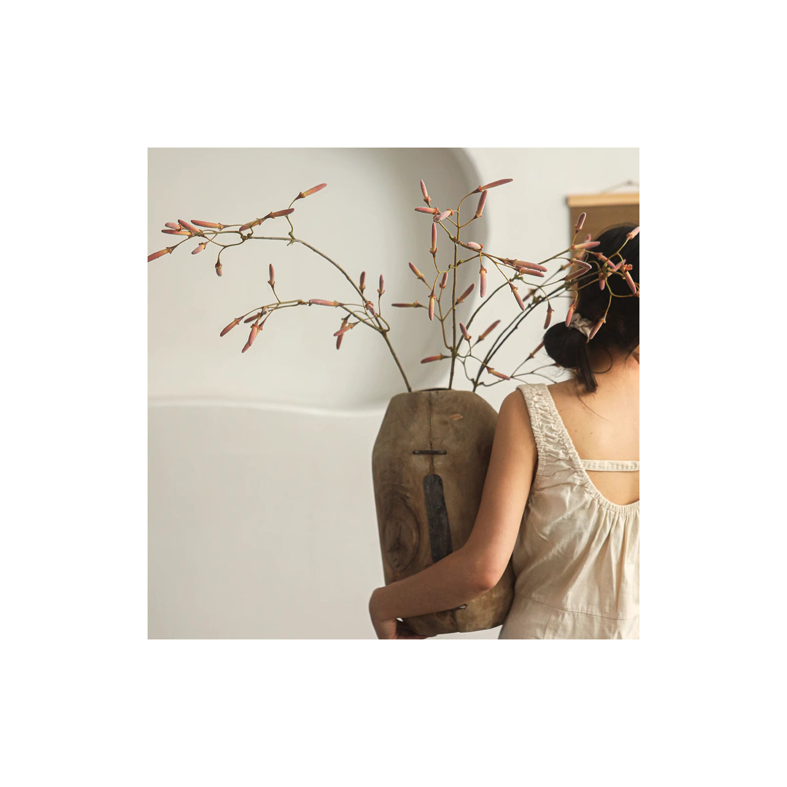 Faux Red Bean Stem 44.5" Tall