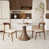Plateau sable / base noyer foncé / chaises noyer