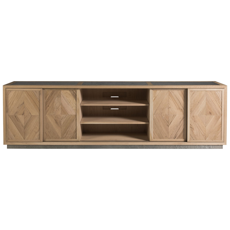 Contemporary Verite Long Media Console in Gray-Brown White Oak