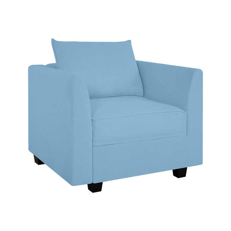 Chaise avec accoudoirs en lin Redenius, Lin bleu œuf de merle