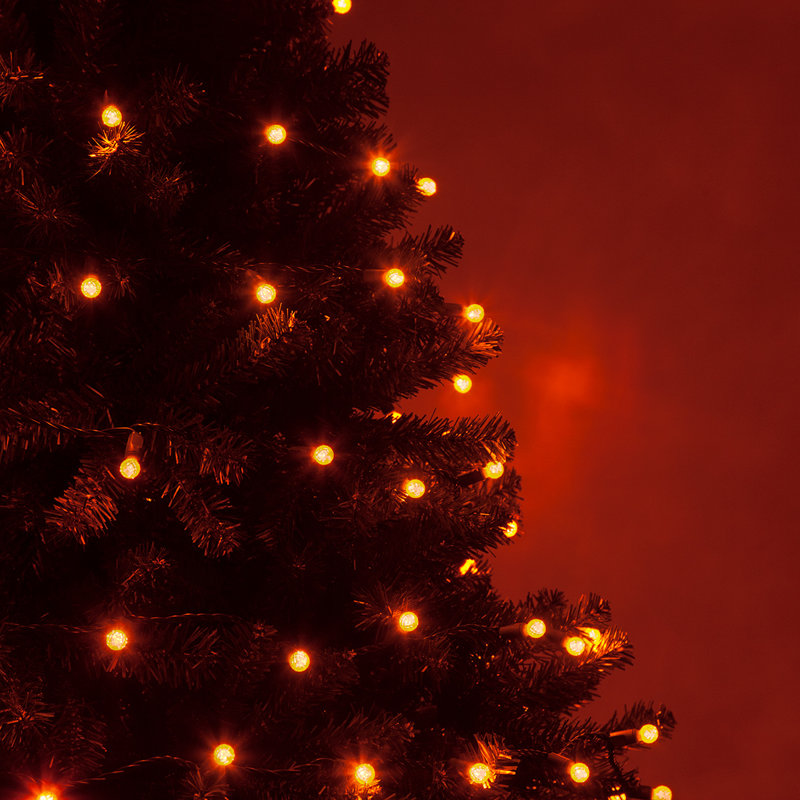 24' Orange LED Globe String Lights with Green Cord
