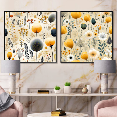 Elyne - Abstract Botanicals Square Collage Set Of 2