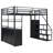 Full Size Metal Loft Bed with Storage Staircase and Wardrobe,Shelves and Lockers-2003600763