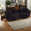 Chaises d'appoint modulables, chenille noire, salon moderne de 54 pouces pour la maison