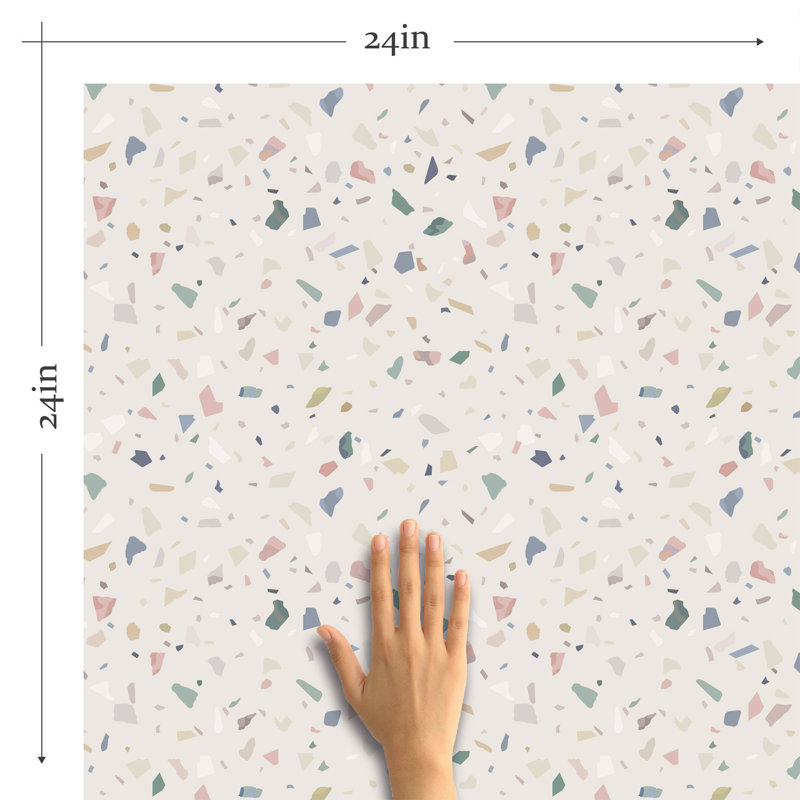 Terrazzo Basic Removable Peel and Stick Wallpaper Panel, 102" L x 24" W