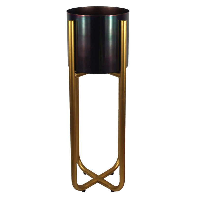 Metal Cachepot, Gold/Black