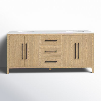Alsup 72" Double Bathroom Vanity with Marble Top