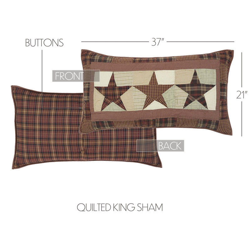 Abilene Star 100% Cotton Buttons Sham, 21" H x 37" W