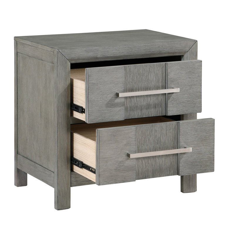 Ensemble de chambre à coucher Adryan, Gris, Cinq pièces : Lit, 2 commodes, miroir, table de c, Grand lit
