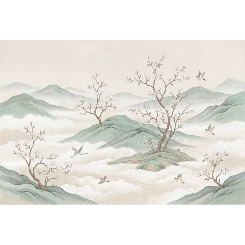 Murale Misty Mountains, 100 po x 96 po, Non tissé