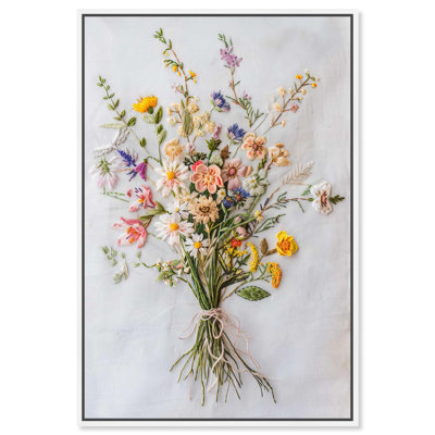 Embroidered Wildflowers Canvas Classic Cottage Art by Art Remedy