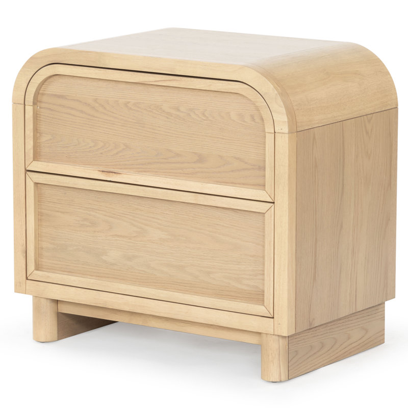 Dinah 2 Drawer Wood Nightstand, Natural
