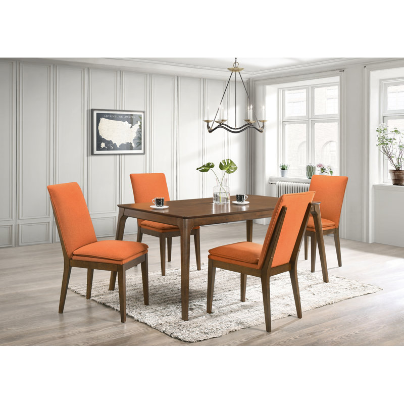  Carlyssia Dining Set, Orange, 5 Pieces: Table, 4 Chairs