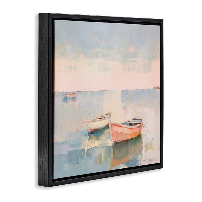 "Coastal Breeze Sail", art mural encadré par Irena Orlov, Cadre flottant noir de jais, H 25 po x l 25 po