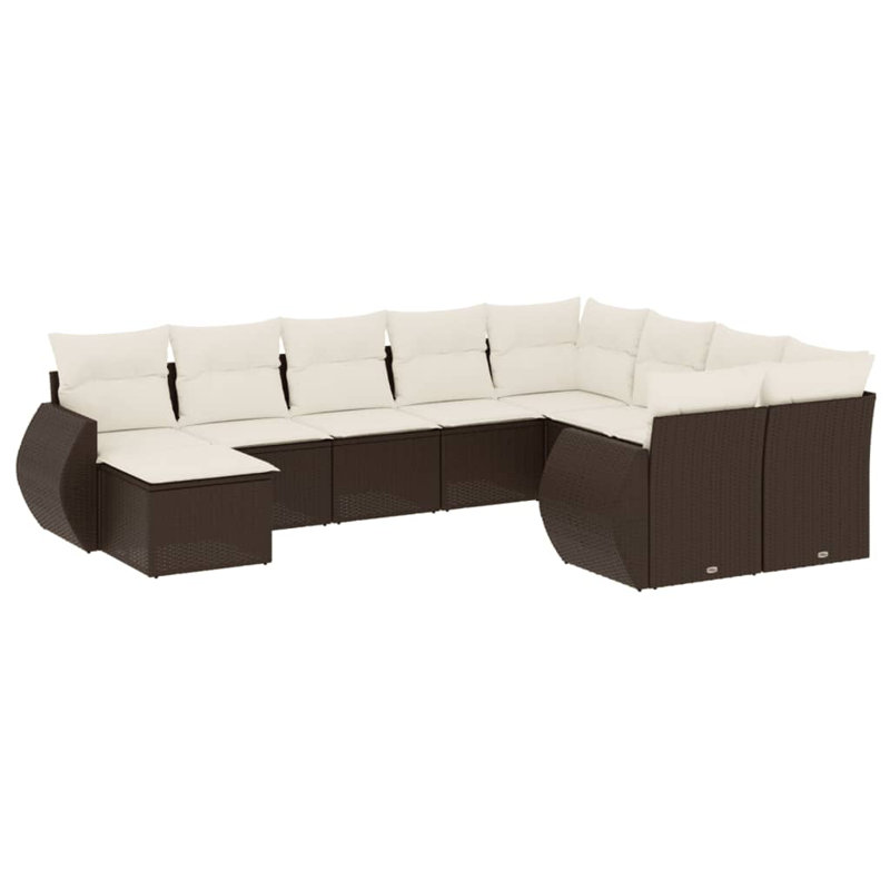Ensemble de canapé de jardin modulaire en rotin PE brun et crème Vidaxl 10 pièces