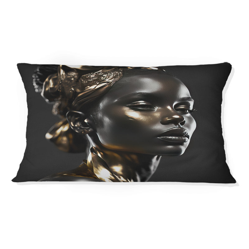 Coussin noir et doré Elegance VII, H 12 po x l 20 po, Rectangulaire