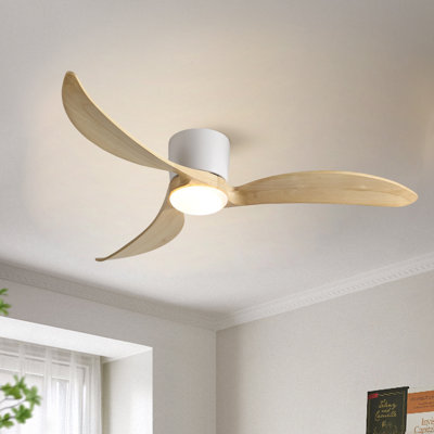 Ventilateur de plafond standard à DEL à 3 pales de 52 po avec télécommande et ensemble d'éclairage pour salon