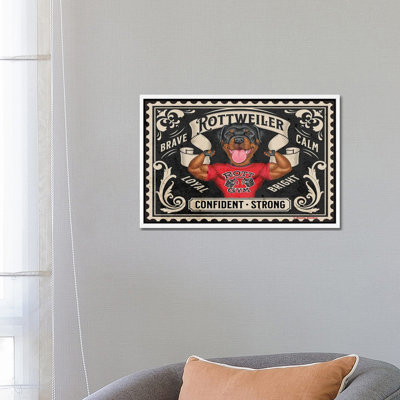 Rottweiler Muscles Stamp by Danny Gordon - Gallery-Wrapped Canvas Giclée on Canvas