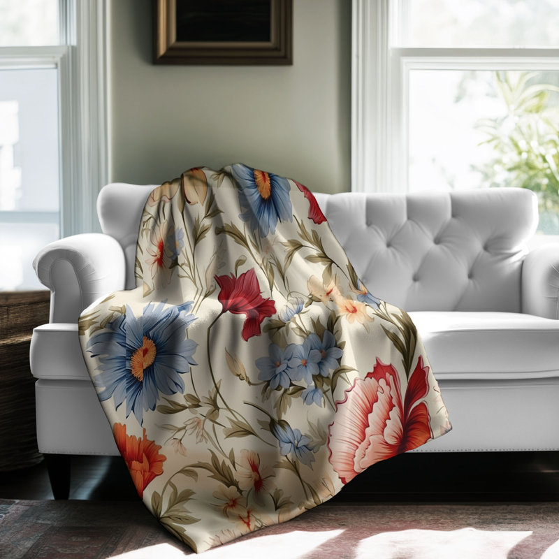 Vivid Florals - Couverture de qualité supérieure 1 pièce, Grand lit