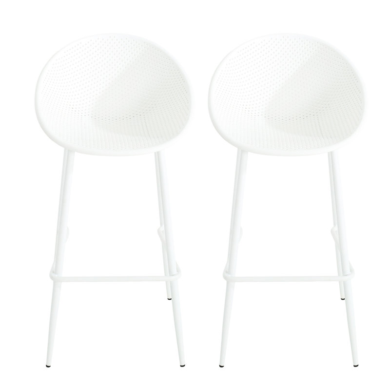 Paire - sièges d'extérieur Classy en blanc, fer et plastique, taille 19,2 x 37,8, 10,45 lb, H 2 chaises froides et largeur, profondeur, poids en lb, hauteur