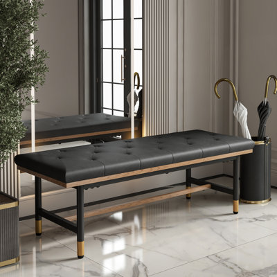 48.43''W Leather Upholstered Bench With Metal Legs