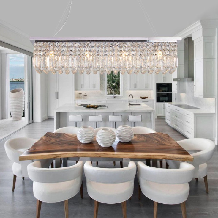 8-Light 39" L Crystal Chandelier, Chrome