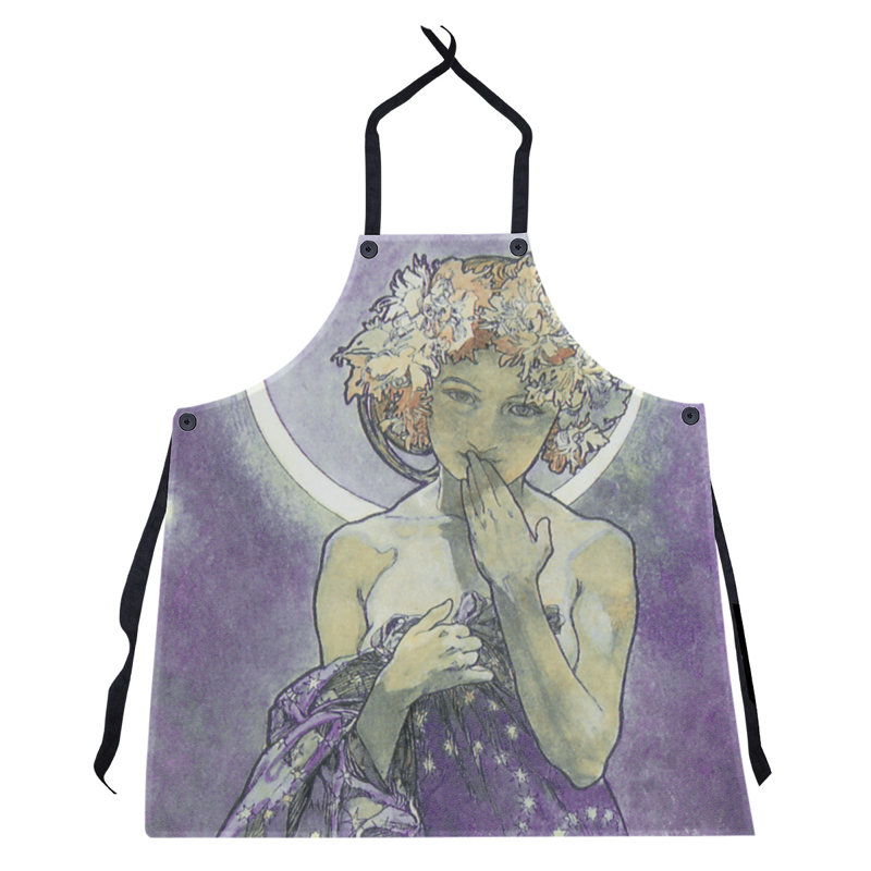 Tablier étoile alphonse mucha moon, Mauve