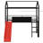 Twin Size Metal Loft Bed With Slide And Two-Sided Writable Wooden Board, Metal House Bed With Guardrail And Ladder-1019533766